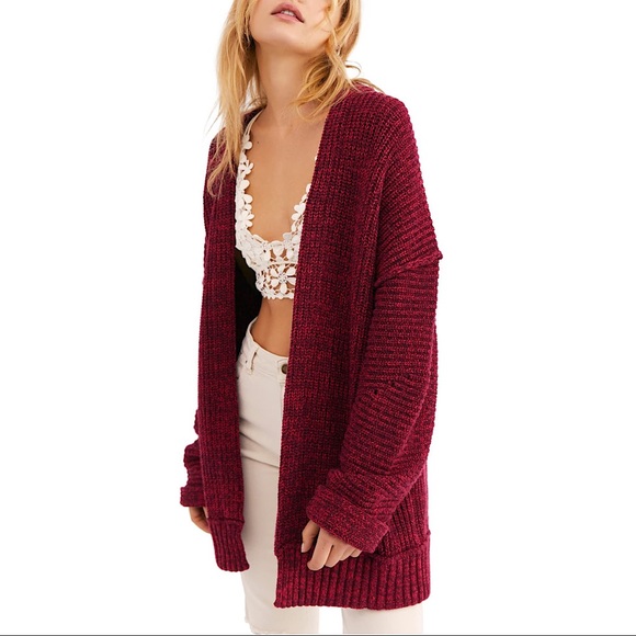 Free People Sweaters - Free People High Hopes Cardigan Red Plum Blossom M